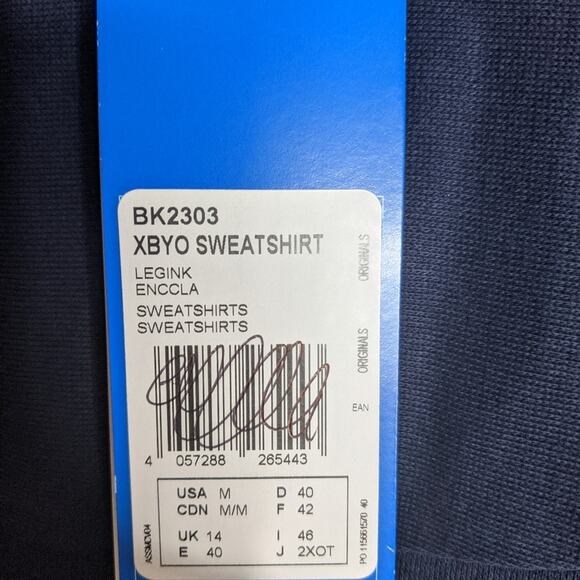 Adidas XBYO Sweatshirt 100% Cotton Size Medium Navy NWT - Picture 4 of 11